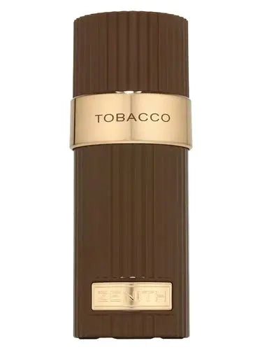 Zenith Tobacco Tobacco-scented perfume bottle with gold accents on a white background