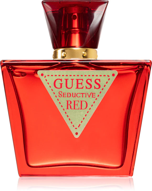 Red Guess Seductive perfume bottle on a white background