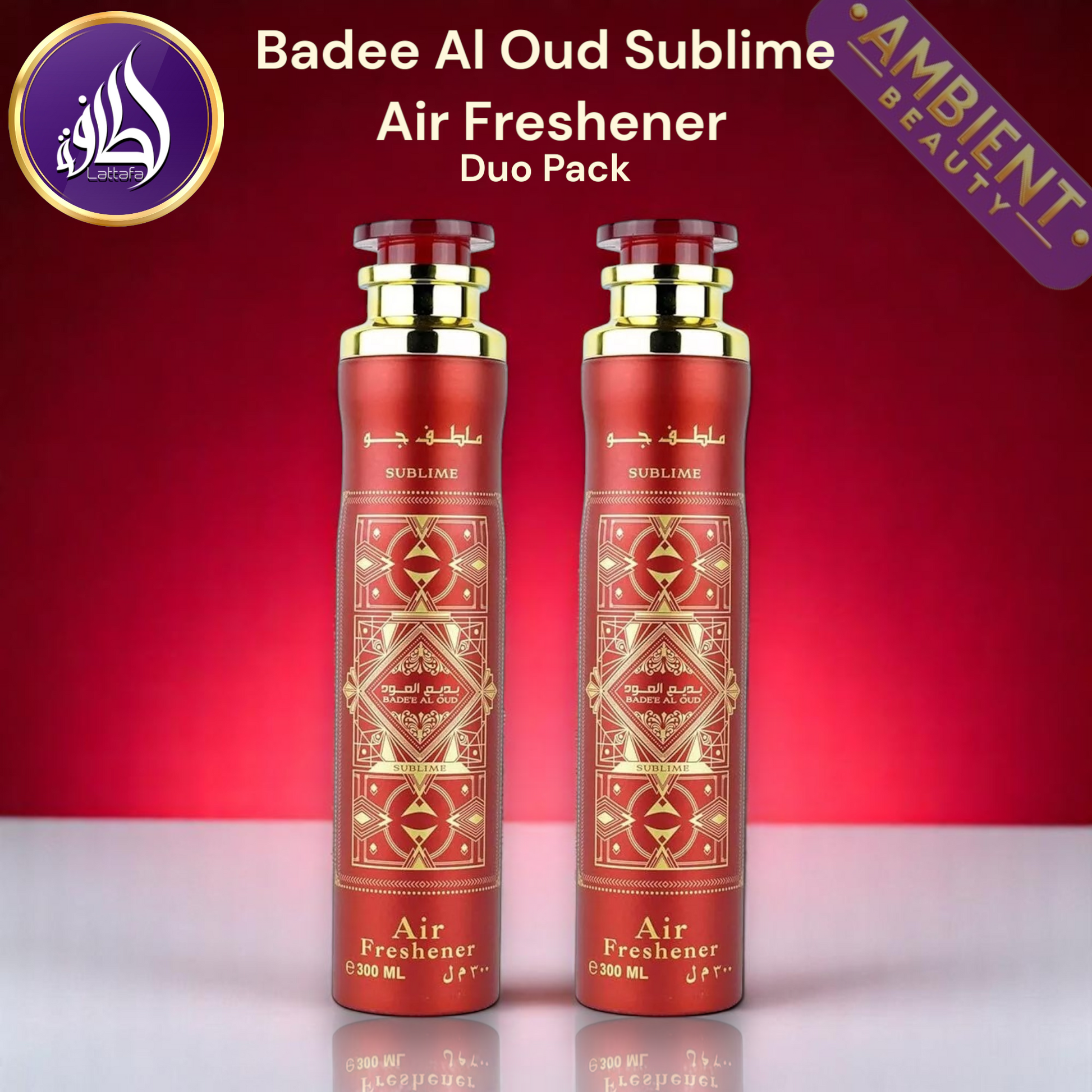LATTAFA Badee Al Oud Sublime Air Freshener Duo Pack 2x300ml Room Spray Lattafa Ambient Beauty