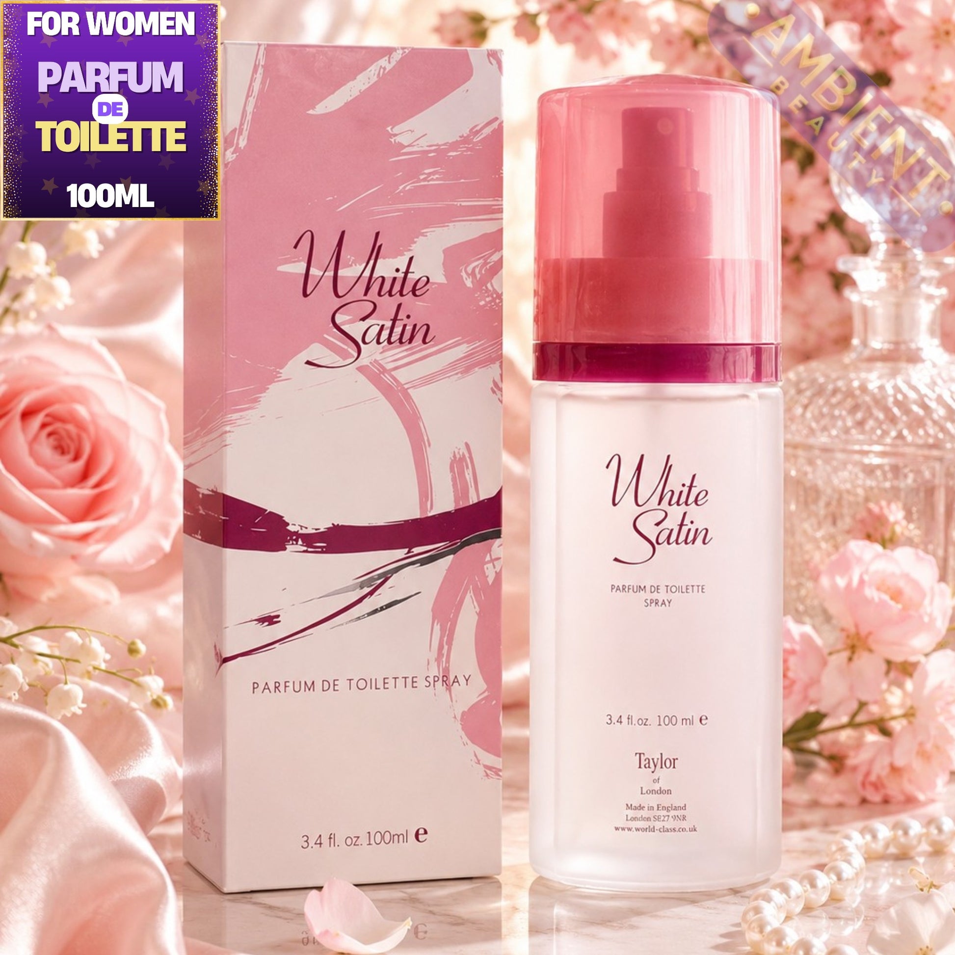 Taylor of London White Satin Parfum de Toilette Bottle