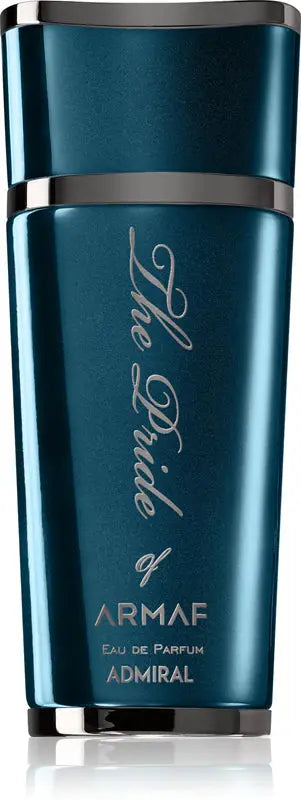 Blue Armaf perfume bottle with silver text on a white background